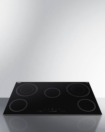 Summit - 36 Wide 208-240V 5-Burner Radiant Cooktop - CR5B36T9B