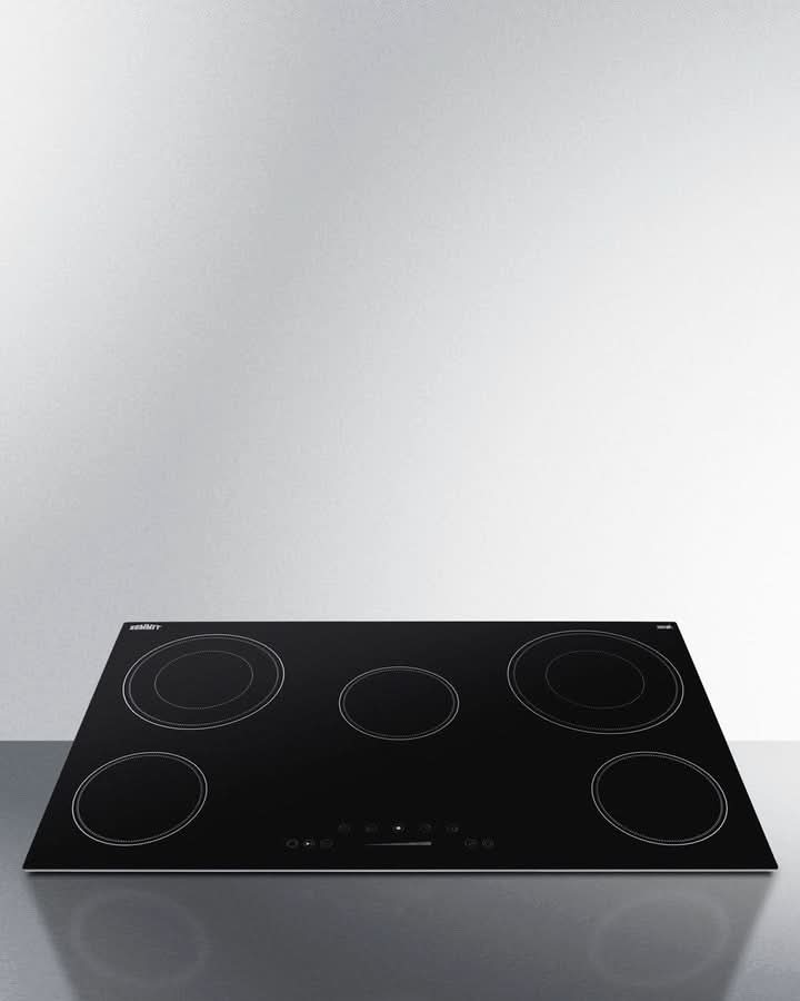 Summit - 36 Wide 208-240V 5-Burner Radiant Cooktop - CR5B36T9B