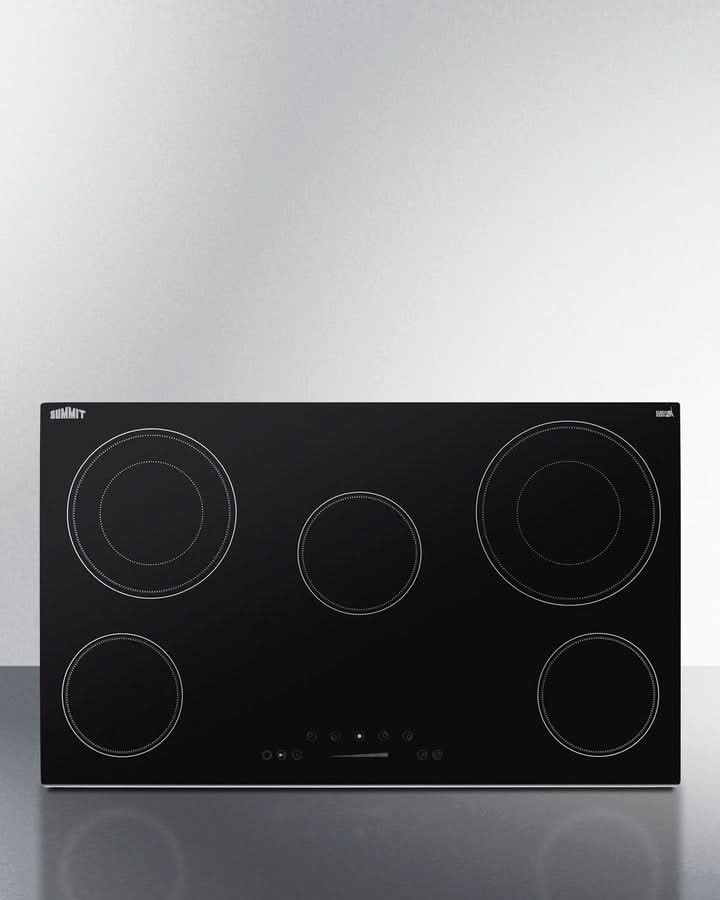 Summit - 36 Wide 208-240V 5-Burner Radiant Cooktop - CR5B36T9B