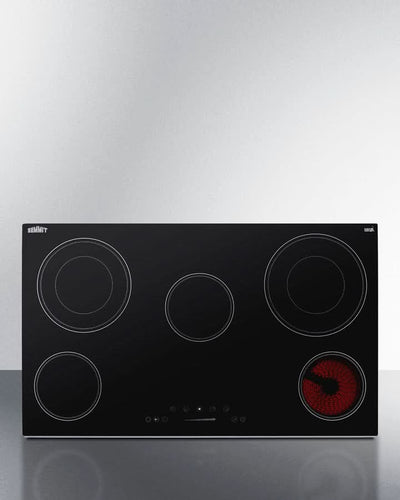 Summit - 36 Wide 208-240V 5-Burner Radiant Cooktop - CR5B36T9B