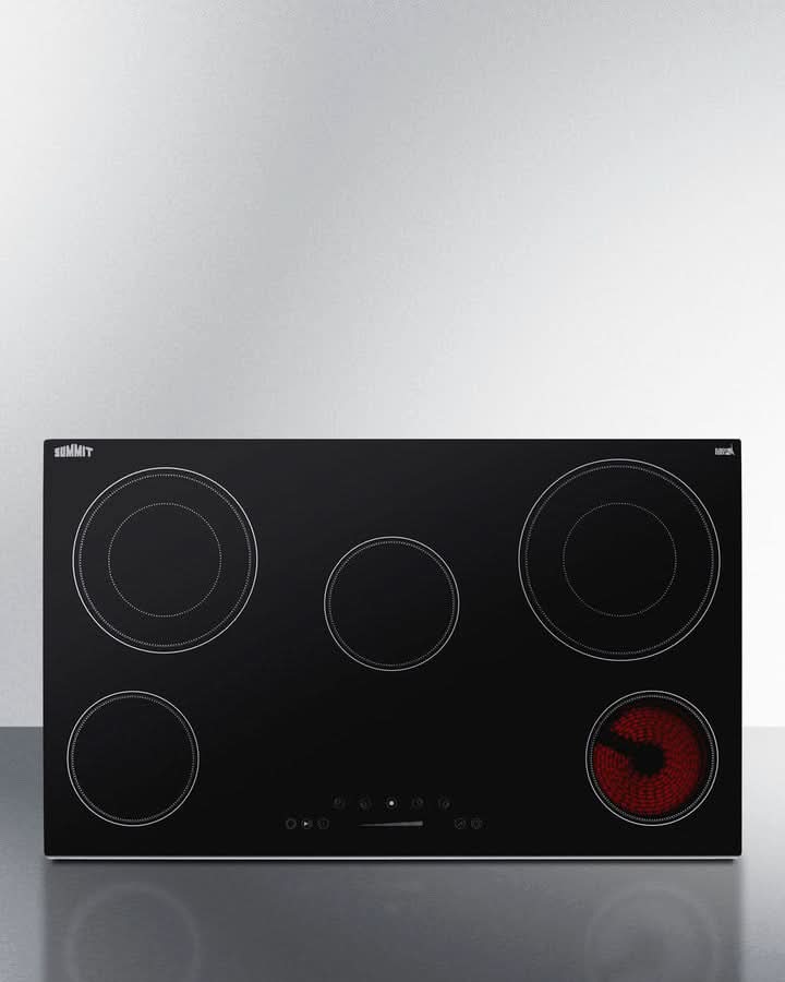 Summit - 36 Wide 208-240V 5-Burner Radiant Cooktop - CR5B36T9B