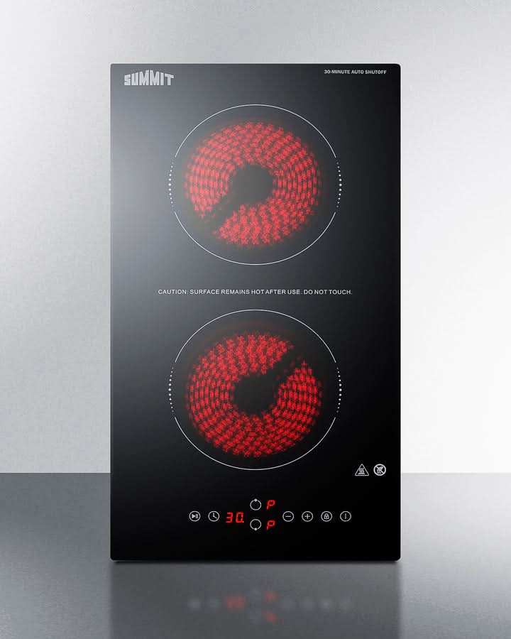 Summit - 12 Wide 115V 2-Burner Radiant Cooktop With Safety Shutoff - CRH2BT30115
