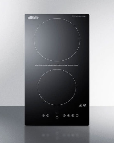 Summit - 12 Wide 230V 2-Burner Radiant Cooktop With Safety Shutoff - CRH2BT30230