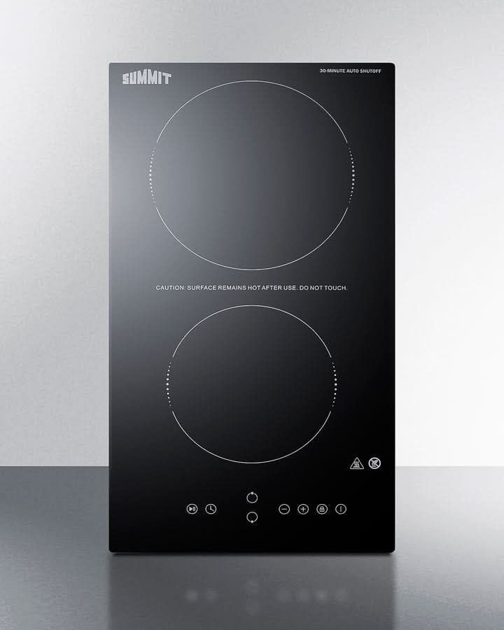 Summit - 12 Wide 230V 2-Burner Radiant Cooktop With Safety Shutoff - CRH2BT30230