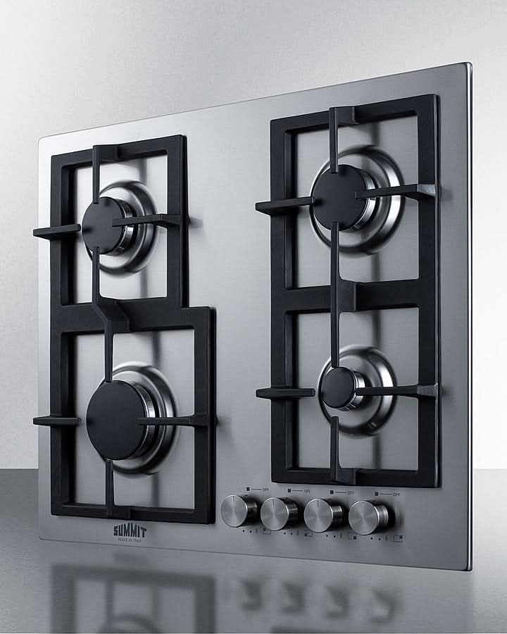 Summit - 24 Wide 4-Burner Gas Cooktop In Stainless Steel - GCJ4SS