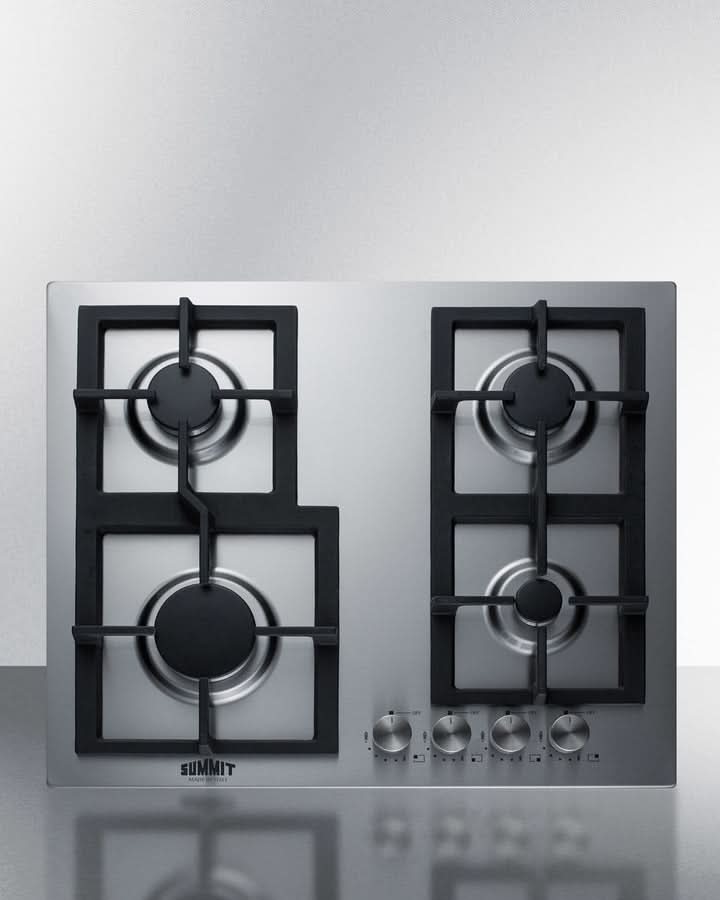 Summit - 24 Wide 4-Burner Propane Gas Cooktop In Stainless Steel - GCJ4SSLP