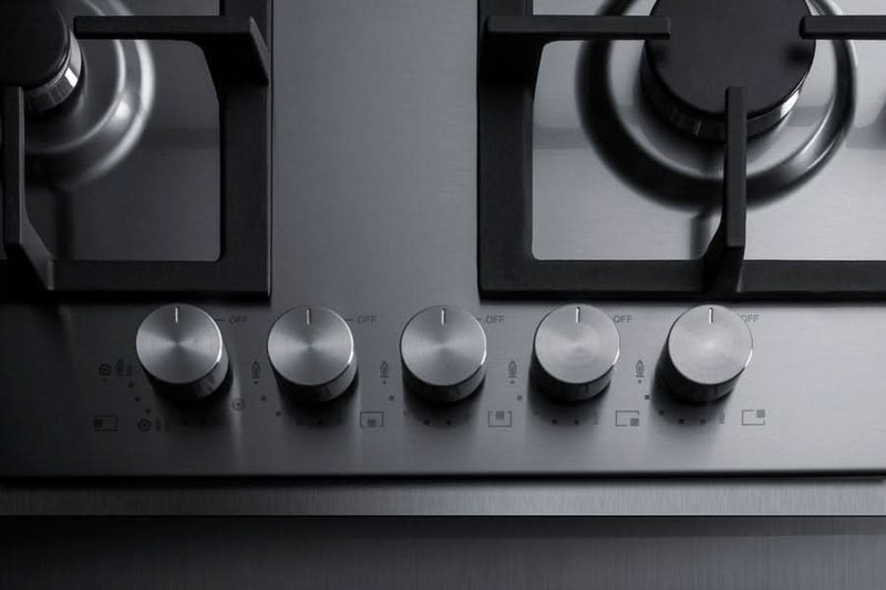 Summit - 34 Wide 5-Burner Gas Cooktop In Stainless Steel - GCJ536SSTK
