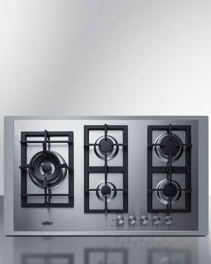 Summit - 34 Wide 5-Burner Gas Cooktop In Stainless Steel - GCJ536SSTK
