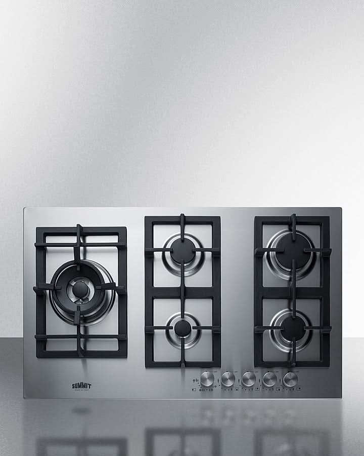 Summit - 34 Wide 5-Burner Gas Cooktop In Stainless Steel - GCJ536SS