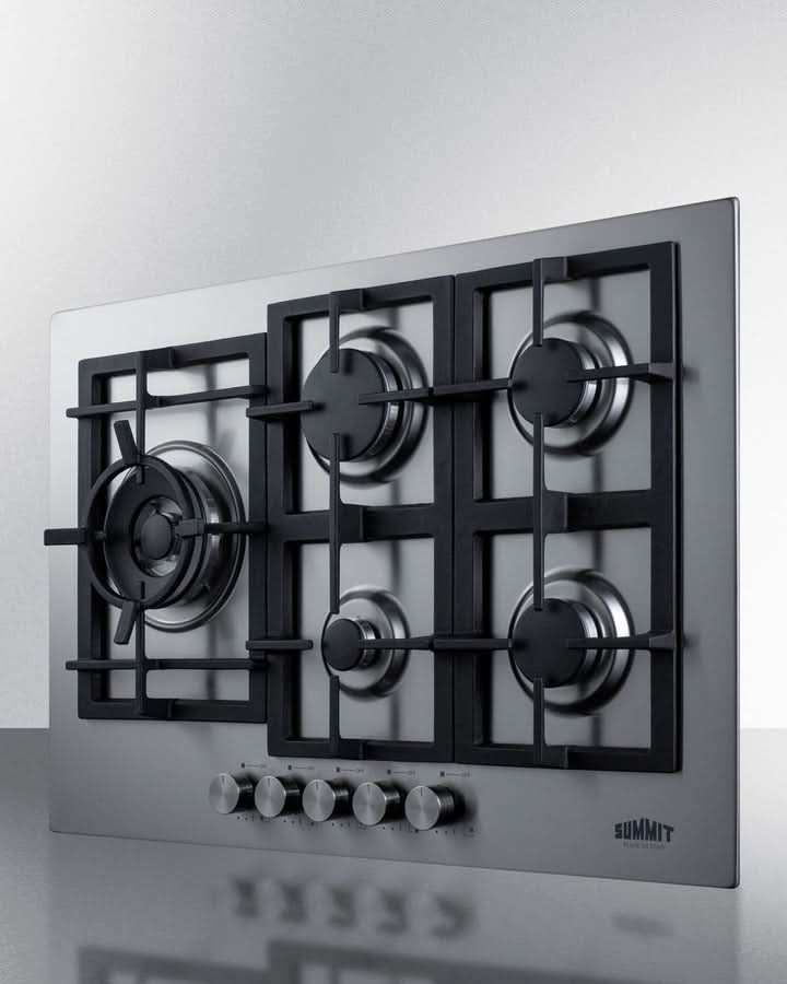 Summit - 30 Wide 5-Burner Propane Gas Cooktop In Stainless Steel - GCJ5SSLP