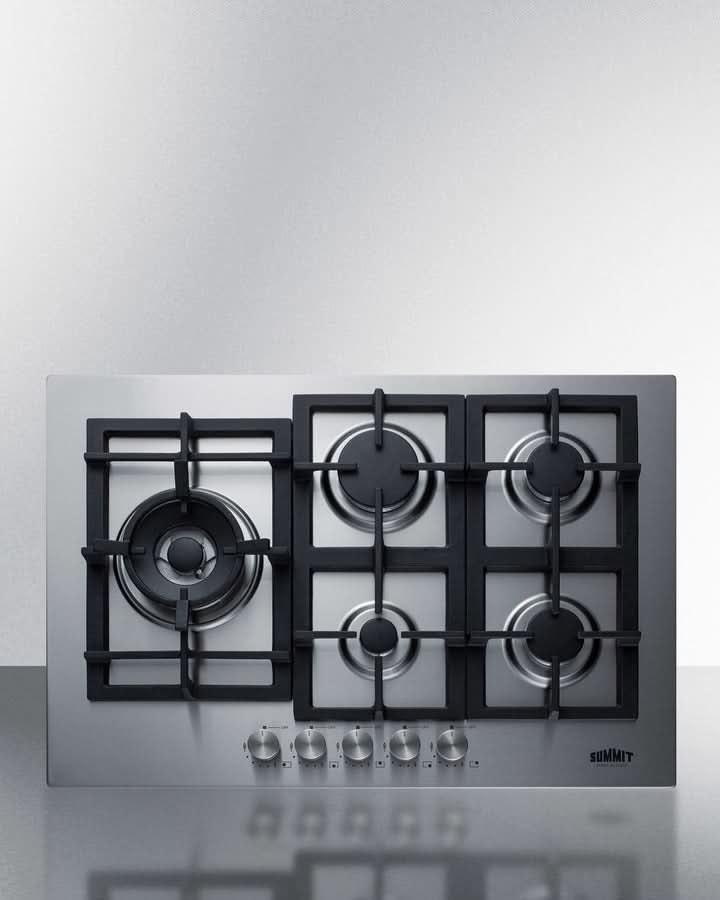 Summit - 30 Wide 5-Burner Propane Gas Cooktop In Stainless Steel - GCJ5SSLP