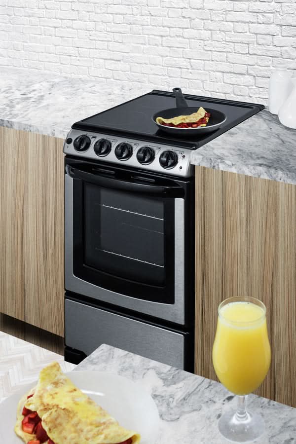 Summit - 20 Wide Electric Smooth-Top Range - REX2071SSRT