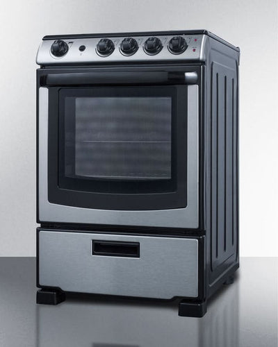 Summit - 24 Wide Electric Range & Convertible Hood - REXH24RSS
