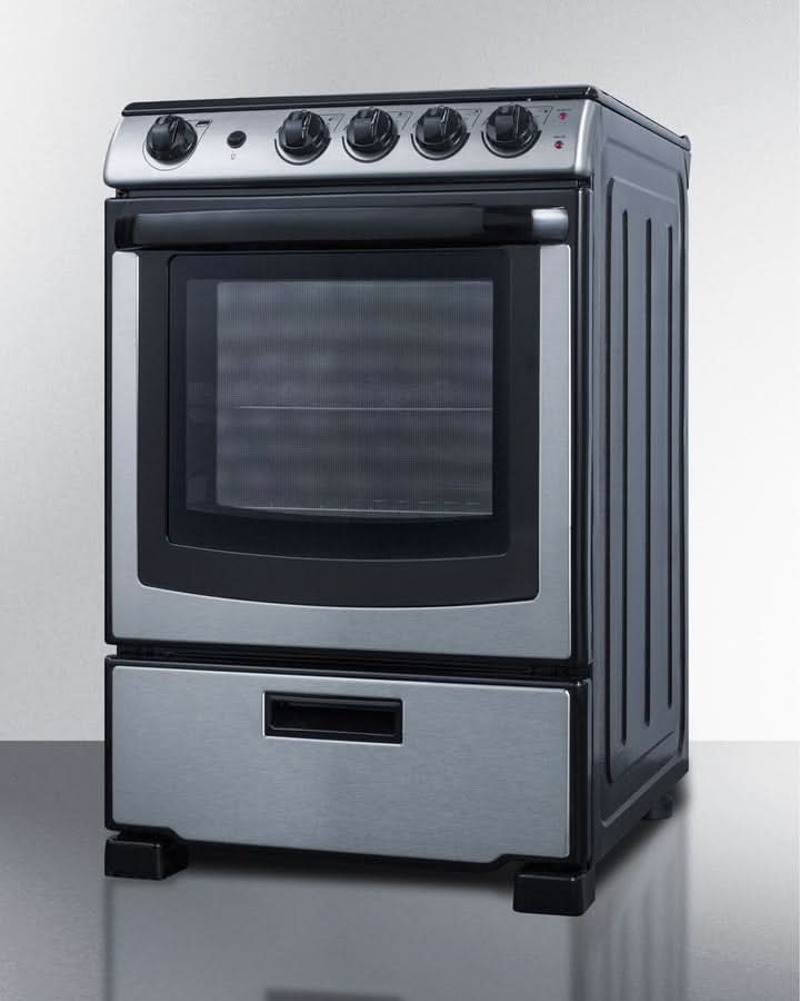 Summit - 24 Wide Electric Range & Convertible Hood - REXH24RSS