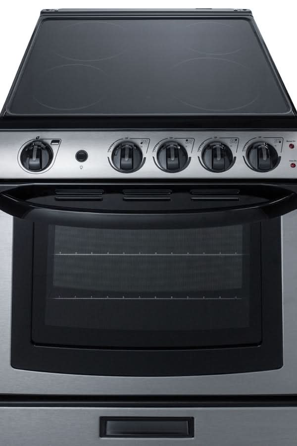 Summit - 24 Wide Electric Smooth-Top Range - REX2451SSRT