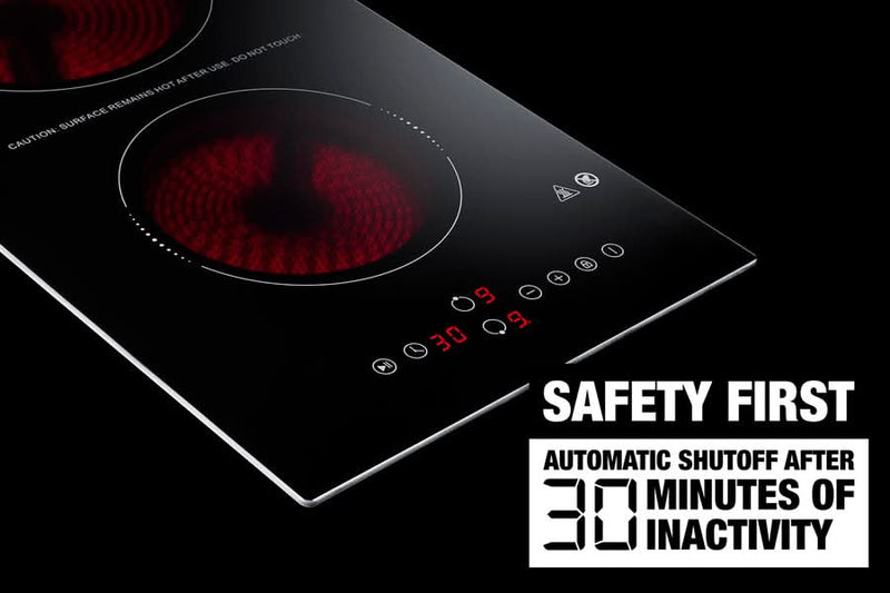 Summit - 12 Wide 230V 2-Burner Radiant Cooktop With Safety Shutoff - CRH2BT30230