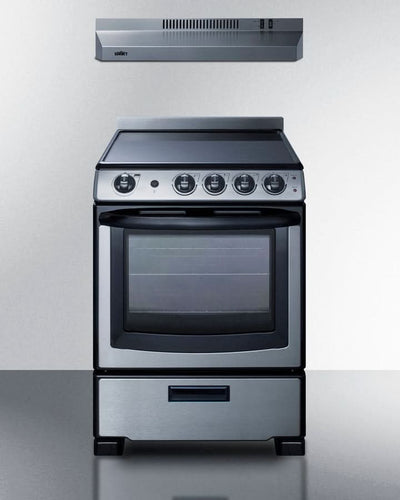 Summit - 24 Wide Electric Range & Convertible Hood - REXH24RSS