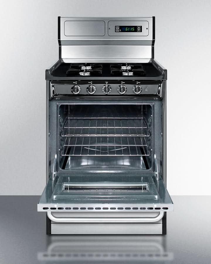 Summit - 24 Wide Gas Range, Open Burners - TNM6307BKW