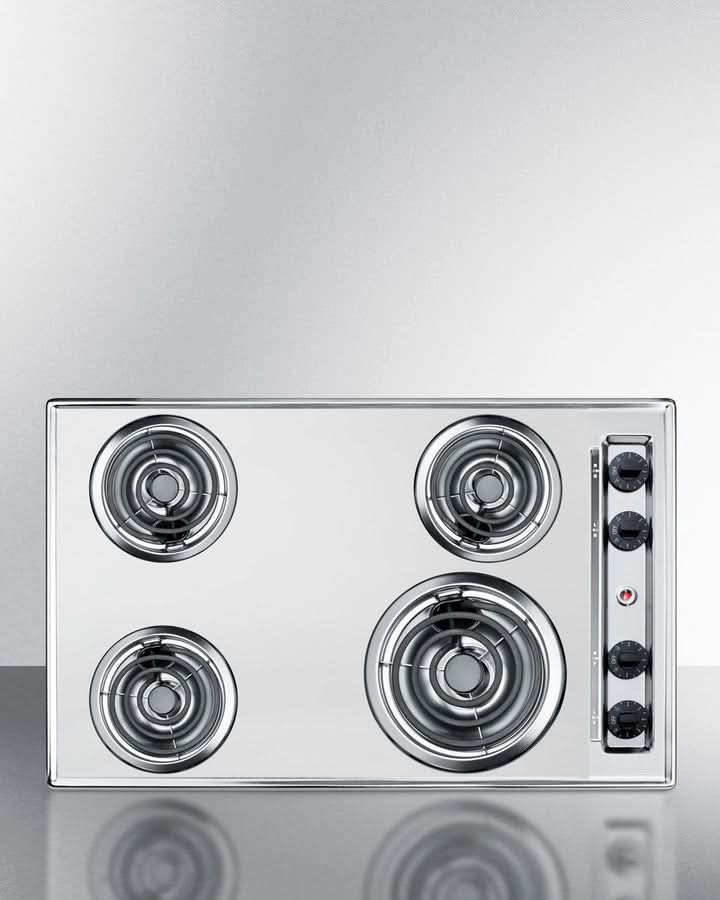 Summit - 30 Wide 230V 4-Burner Coil Cooktop - ZEL05