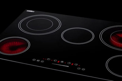 Summit - 36 Wide 208-240V 5-Burner Radiant Cooktop - CR5B36T9B