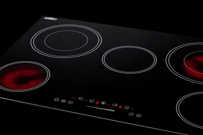 Summit - 36 Wide 208-240V 5-Burner Radiant Cooktop - CR5B36T9B