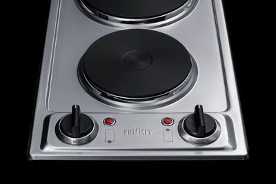 Summit - 12 Wide 115V 2-Burner Solid Disk Cooktop - CSD2B115