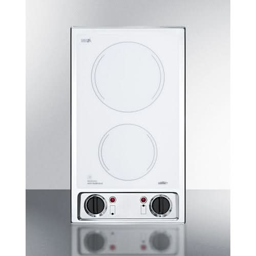 Summit - 12 Wide 115V 2-Burner Radiant Cooktop - CR2B120WH