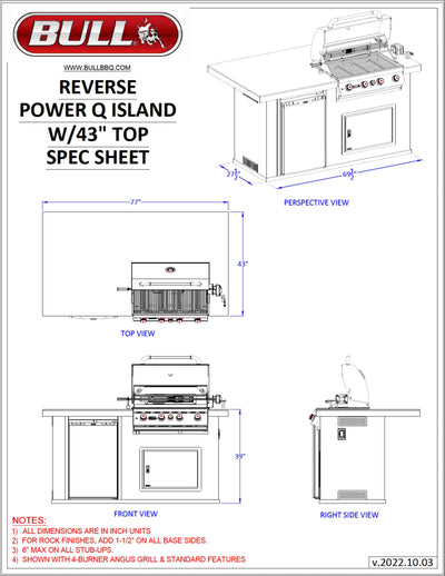 Bull Island Power Q Outdoor Island Kitchen & Grill Quartzsite Base - 31006-LP