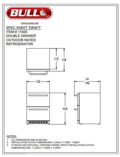 Bull Premium Double Drawer Refrigerator - 17400