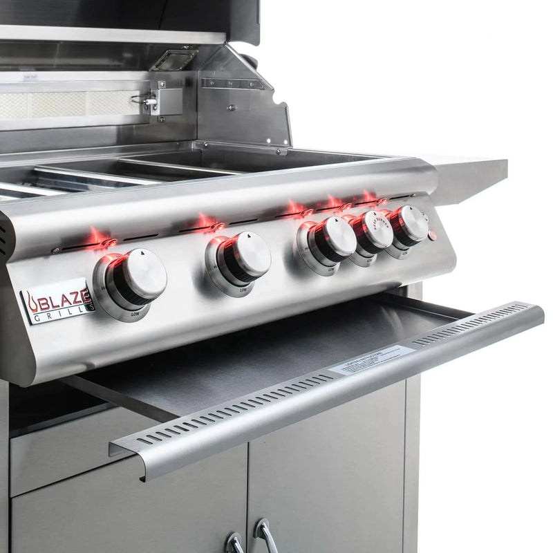 Blaze Premium LTE - 32-Inch 4-Burner Freestanding Grill - Liquid Propane Gas with Rear Infrared Burner & Grill Lights - BLZ-4LTE2-LP + BLZ-4-CART-SC