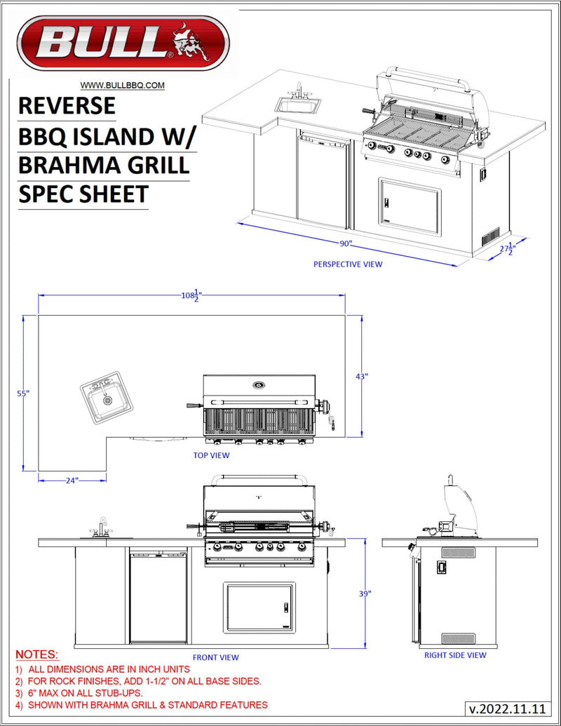 Bull Island BBQ Outdoor Kitchen & Grill Rock Base - 31015-LP
