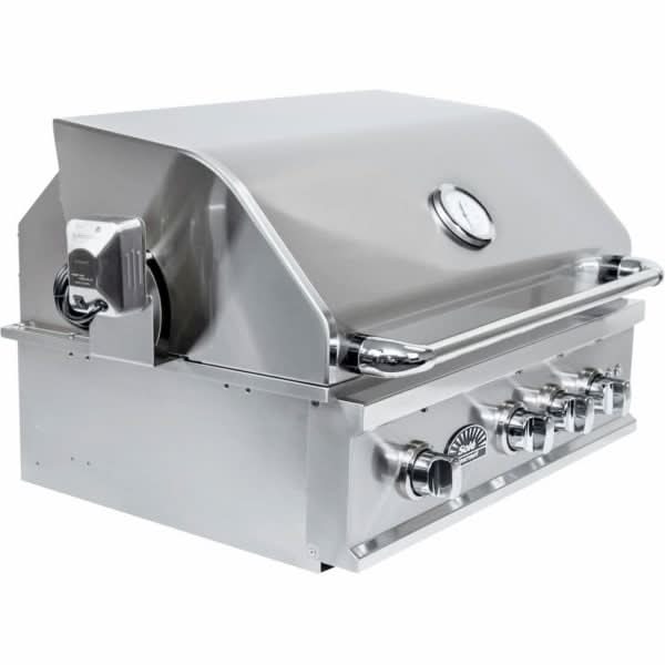 Sole Gourmet TR Series - 32-Inch 3-Burner Built-In Grill with Light and Rotisserie - Liquid Propane Gas - 321BQRTRLLP
