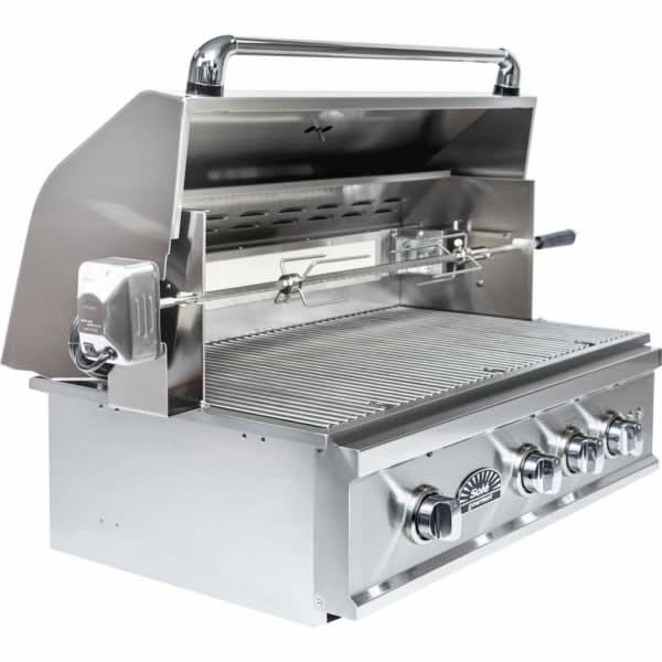Sole Gourmet TR Series - 32-Inch 3-Burner Built-In Grill with Light and Rotisserie - Liquid Propane Gas - 321BQRTRLLP