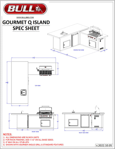 Bull Island Gourmet Q L Shaped Outdoor Kitchen & Rock Base - 31021-LP
