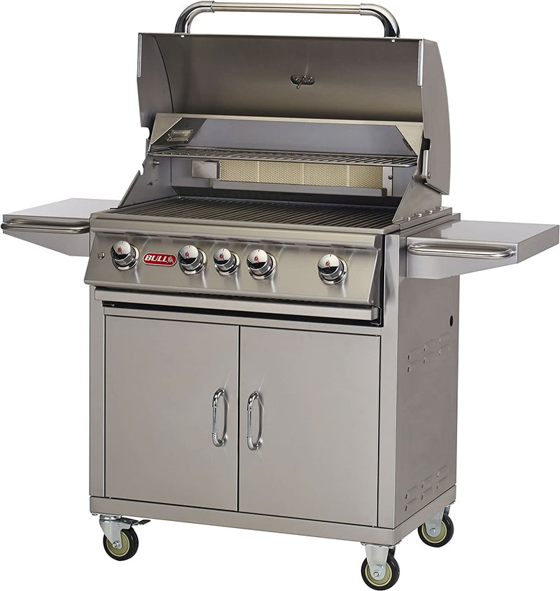 Bull Angus - 30-Inch 4-Burner Freestanding Grill Cart - Liquid Propane Gas with Lights - 44000