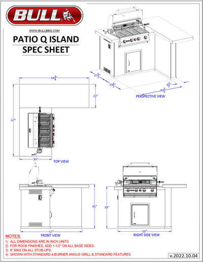 Bull Island Patio Q Outdoor Island Kitchen & Grill Quartzsite Base - 31086-LP