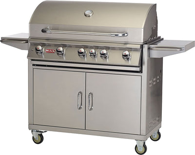 Bull Brahma - 38-Inch 5-Burner Freestanding Grill Cart - Liquid Propane Gas with Rear Infrared Burner - 55000