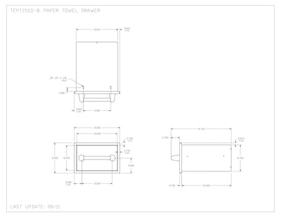Twin Eagles 15 Inch Built In Stainless Steel Paper Towel Drawer with Storage Tray - TEPT15SD-C