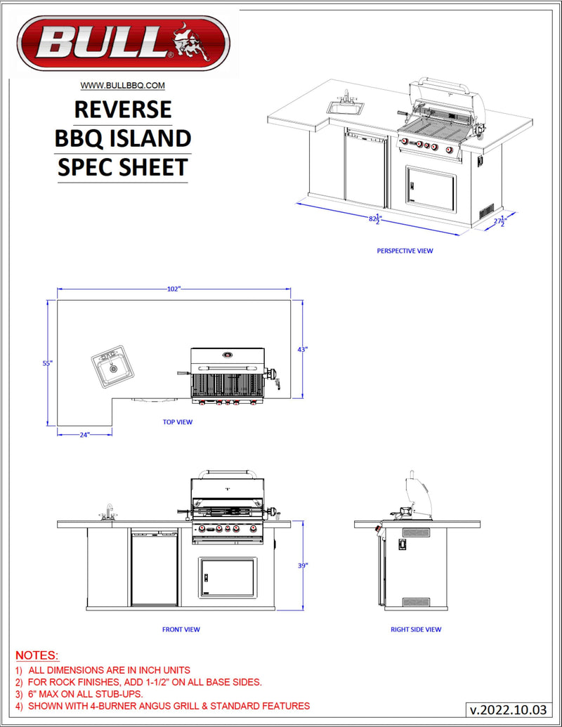 Bull Island BBQ Outdoor Kitchen & Grill Rock Base - 31015-LP