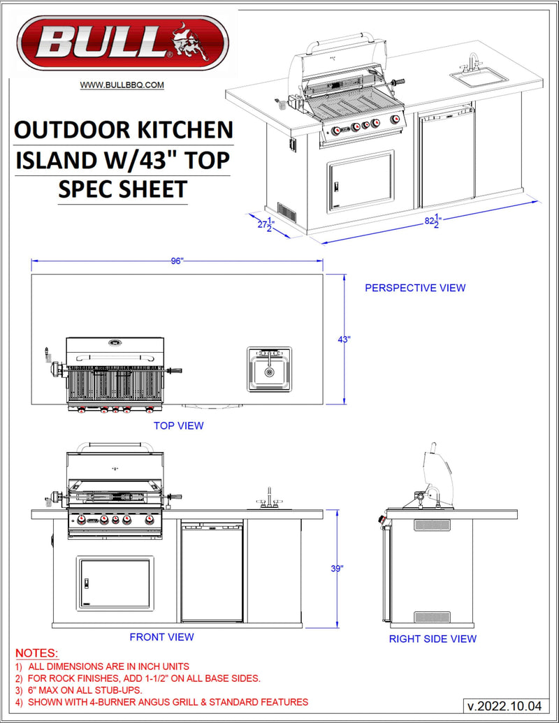 Bull Island Outdoor Kitchen Rock Base - 31011-NG