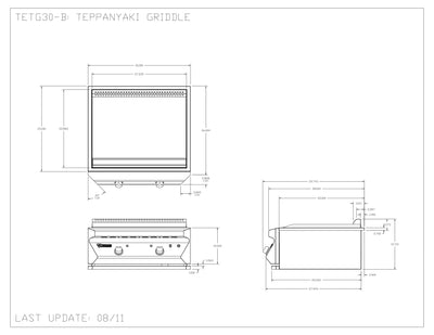 Twin Eagles - 30-inch 2- Burner Teppanyaki Built-In Grill - Liquid Propane Gas (LP) - TETG30-CL