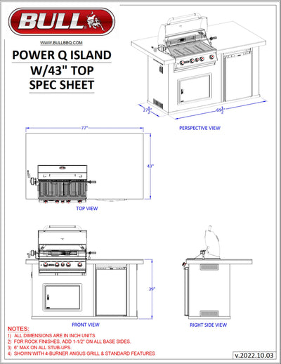 Bull Island Power Q Outdoor Island Kitchen & Grill Rock Base - 31007-LP