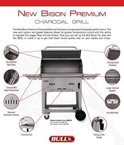 Bull Bison Premium - 30-Inch Built-In Grill - Drop In Charcoal - 88787