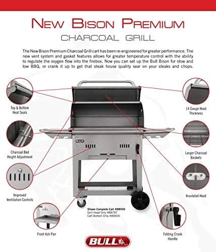 Bull Bison Premium - 30-Inch Built-In Grill - Drop In Charcoal - 88787