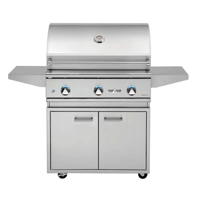 Delta Heat - 32-Inch 3-Burner Freestanding Grill - Liquid Propane Gas - DHBQ32G-DL + DHGB32-C