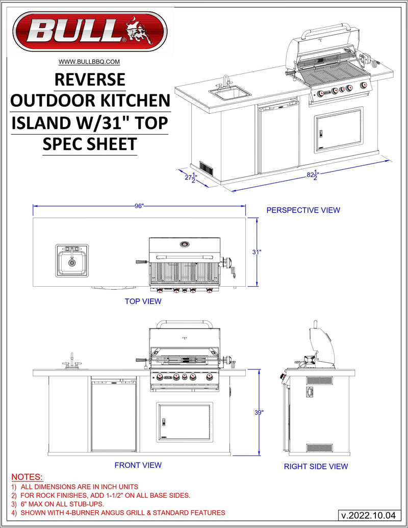 Bull Island Outdoor Kitchen Rock Base - 31011-NG