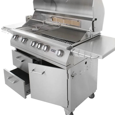 Lion L90000 - 40-Inch 5-Burner Freestanding Grill - Liquid Propane Gas - 53861 + 90814
