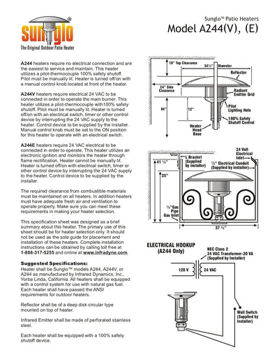 Sunglo Hanging Patio Heater with Electronic Ignition - A244VE