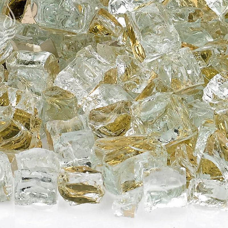 American Fire Glass 1/2" Gold Reflective, 10 lb. Jar Fire Glass - AFFGDRF1210J