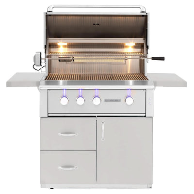Summerset Alturi - 36-Inch 3-Burner Freestanding Grill - Natural Gas with Stainless Steel Burners & Rotisserie - ALT36T-NG + CART-ALT36